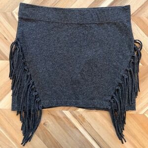 Rip Curl Womens Charcoal Grey Fringe Side Mini Skirt Stretch Boho Festival Sz S